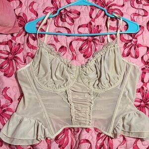 Elegant Cream Lace Bustier 2XL